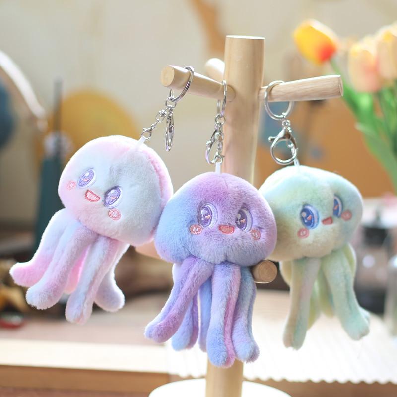 Ultra Soft Plush Toy Jellyfish Keychain Adorable Ocean Animal Stuffed Doll