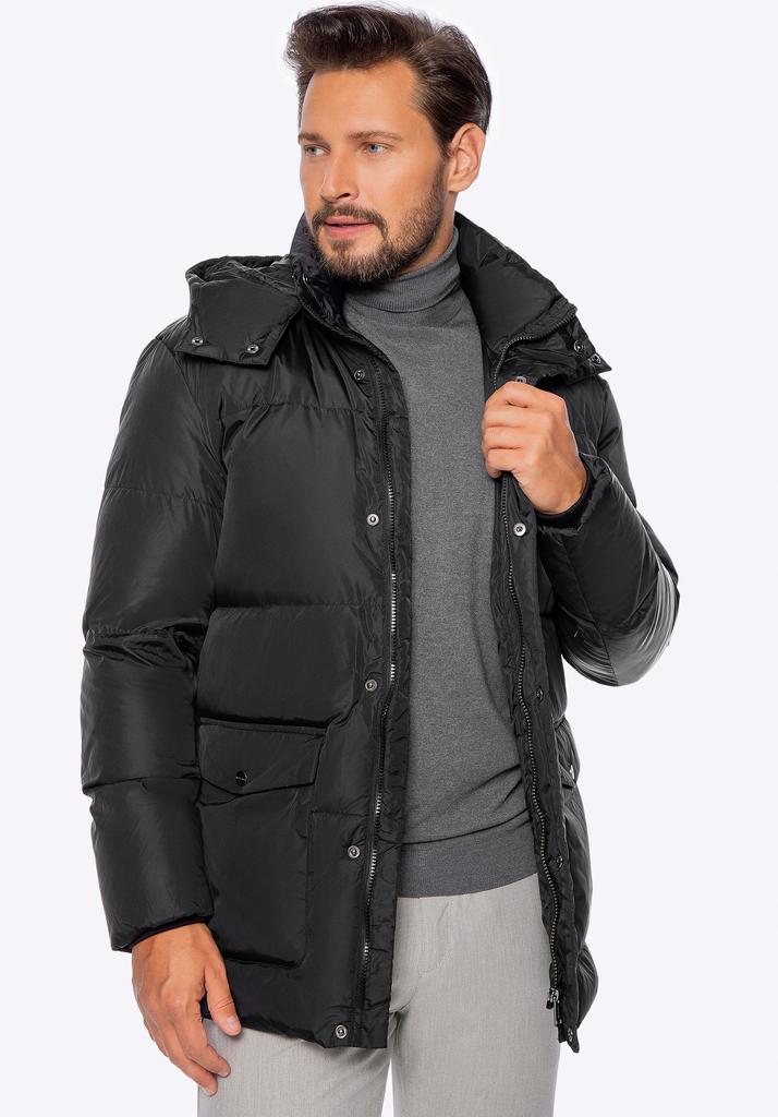 Wittchen Herren Stepp-Daunenjacke mit Kapuze, Schwarzes Nylon