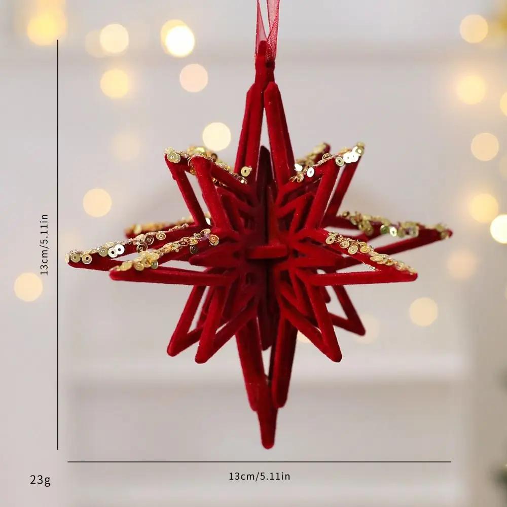 New Red Xmas Tree Ornament Bowknot Flower Wreath Christmas Tree Pendant Flocked Hanging Hanging Ornaments Party Supplies