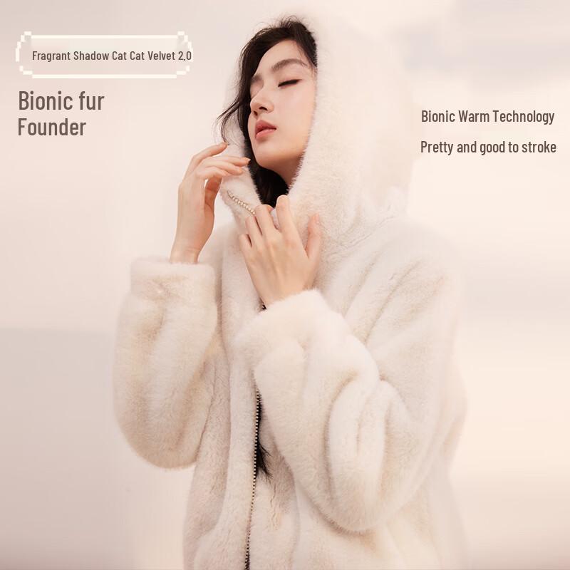 Xiangying Women s Hooded Faux Fur Coat M