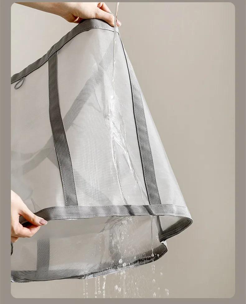 1PC Foldable Laundry Hamper Bag - Travel & Home Clothes Organizer Breathable Mesh Laundry Basket Nylon