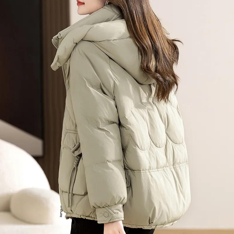 Down Padded Jacket Women's Winter Padded Jacket Short Fashion Korean Version of Loose Hooded Thick Warm Padded Jacket