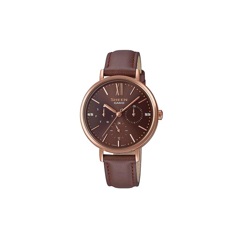 Casio CASIOSHEEN Series Women s Quartz Watch Leather Strap Quartz Movement Leather Strap Japanese and Korean Watch Women s Watch Brown SHE-3064PGL-5A чёрный