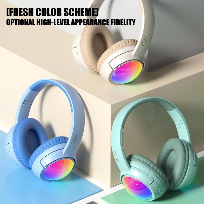 Foldable LED Gaming Headphone with Noise Canceling Bluetooth-compatible 5.4 Long Battery Life Auxiliary TF Card Support