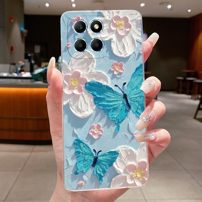 Phone Case For Honor X6 4G/X6S 4G/70 Lite/Play 30M/Honor X8 5G Butterfly Protective Casing Transparent Soft Silicone TPU Cover
