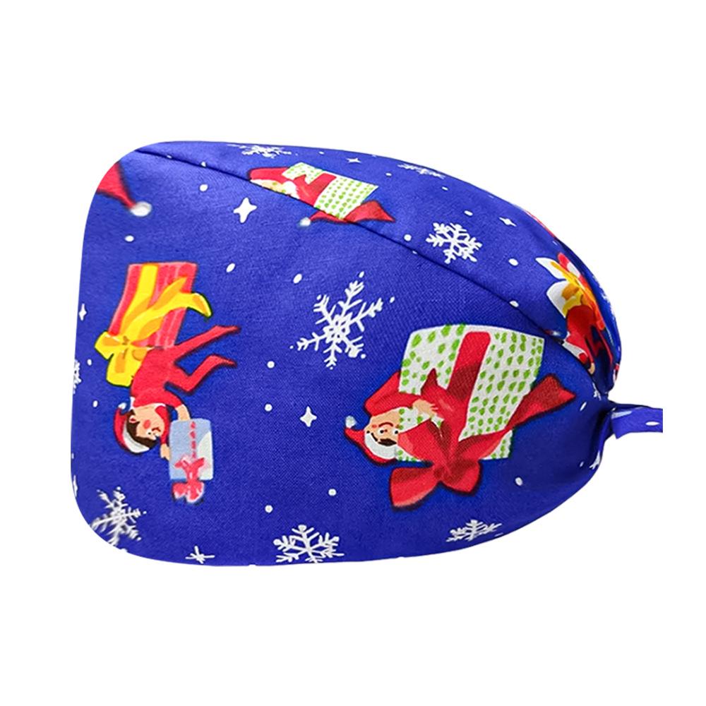 Cute Christmas Cartoon Surgical Cap - Comfortable Cotton Dustproof Head Cover for Chefs & Nurses