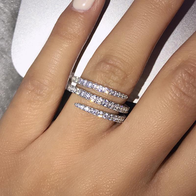 Creative Micro-Inlaid Zircon Ring For Women, Three Circles Around The Ring