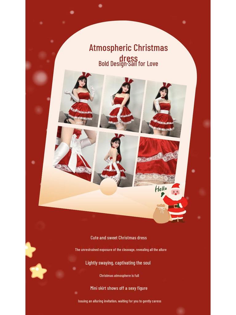 2025 Temptation Lingerie Bunny Girl Christmas Cosplay Set for Women