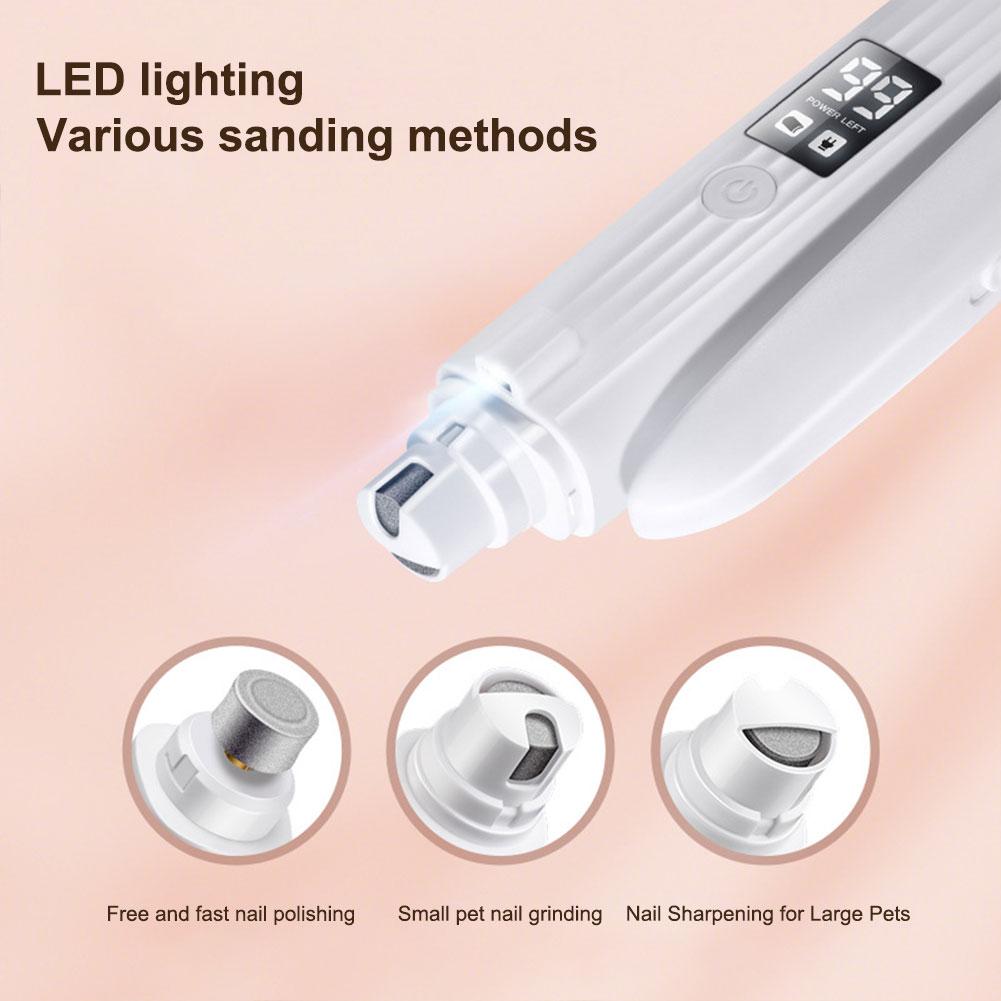 2 in 1 Electric Pet Nail Grinder Quiet and Low Vibration Pet Toenail Clippers with LED Lights for Small Medium Large Dogs/Cats