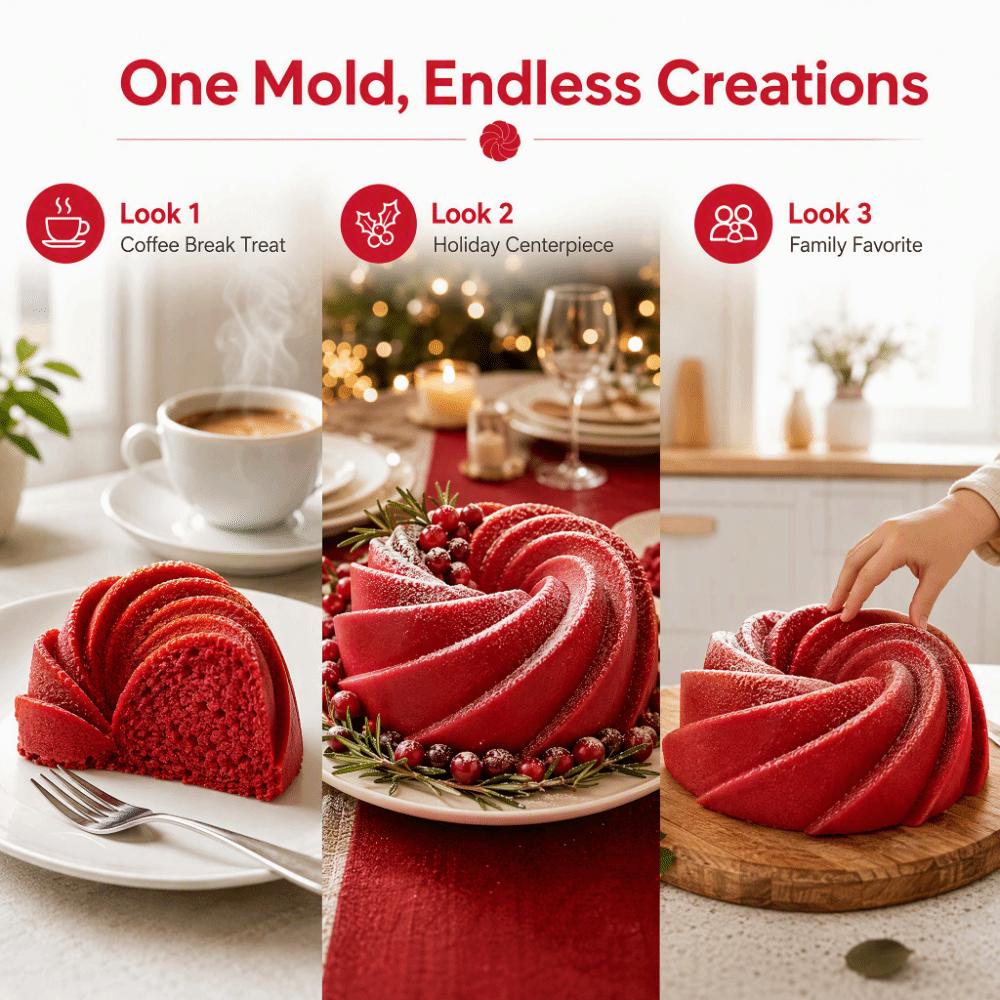 Silicone Spiral Cake Pan Non-Stick Round Baking Pan Reusable Fluted Bundt Pan DIY Pastry Dessert