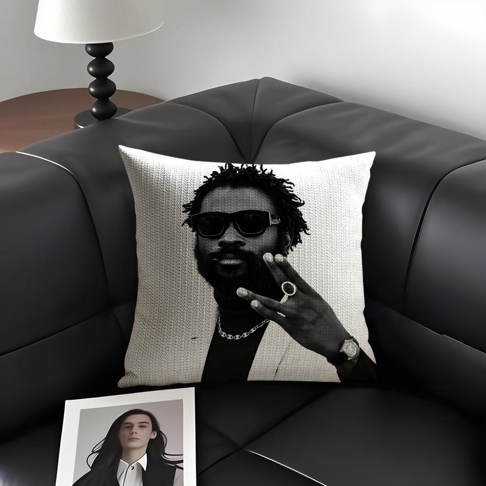 DDamso Rapper Cushion Cover Natural Linen Organic Fabric DoubleSided Printing Sofa Home Decor Gift Pillow Case