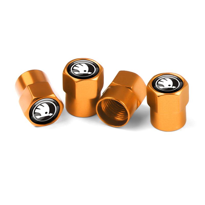4pcs Car Tire Wheel Valve Cover Protection Dust Caps Accessories For Skoda VRS VII Octavia A2 A5 2 Superb Kodiaq Rapid Fabia Hkpx25