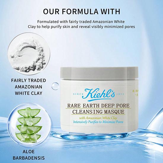Kiehl's Rare Earth Tiefenreinigungsmaske Mit Amazonischer Weißer Tonerde Intensiv Reinigt Zur Minimierung Der Poren 0.5 FL.OZ. 14 ml Mini-Größe