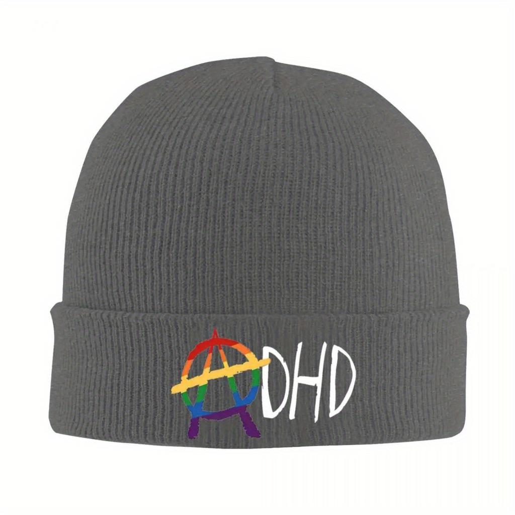 ADHD Bonnet Hats Rainbow Skullies Beanies Adult Unisex Funny Head Wrap Beanie Hats Autumn Winter Hippie Graphic Cap