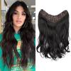 Synthetic Fluffy Thick Head Half V-Shape 5Clips In Hairpiece Extension Long Big Wavy Hairpiece For Women Daily Wear