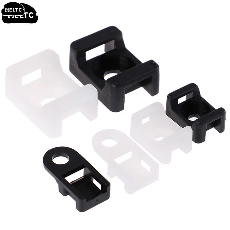100PCs Cable Tie Mount Wire Buddle Saddle Type Plastic Holder White Black