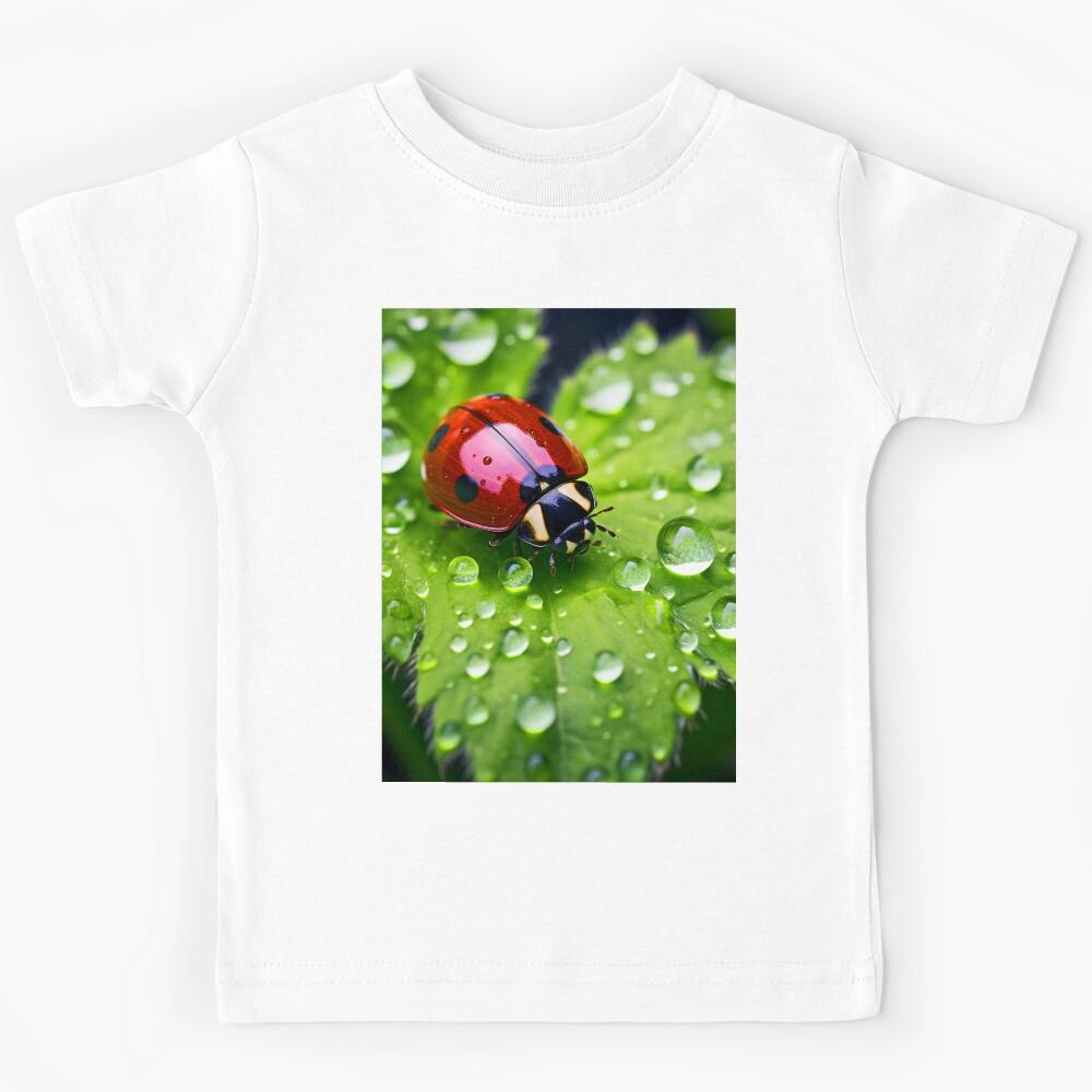 Ladybug on a leaf with morning dew Kids T-Shirt 120