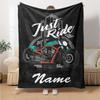 Coperta stampata a tema moto da fuoristrada con nome personalizzato - Perfetta per divano, letto, viaggi e uso all'aperto | Lavabile in lavatrice, accogliente e resistente.