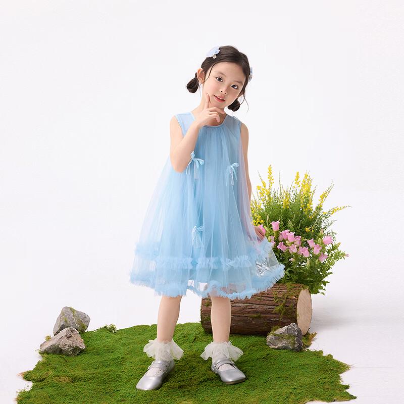 Girls' Bowknot Ruffle Sleeveless Princess Dress