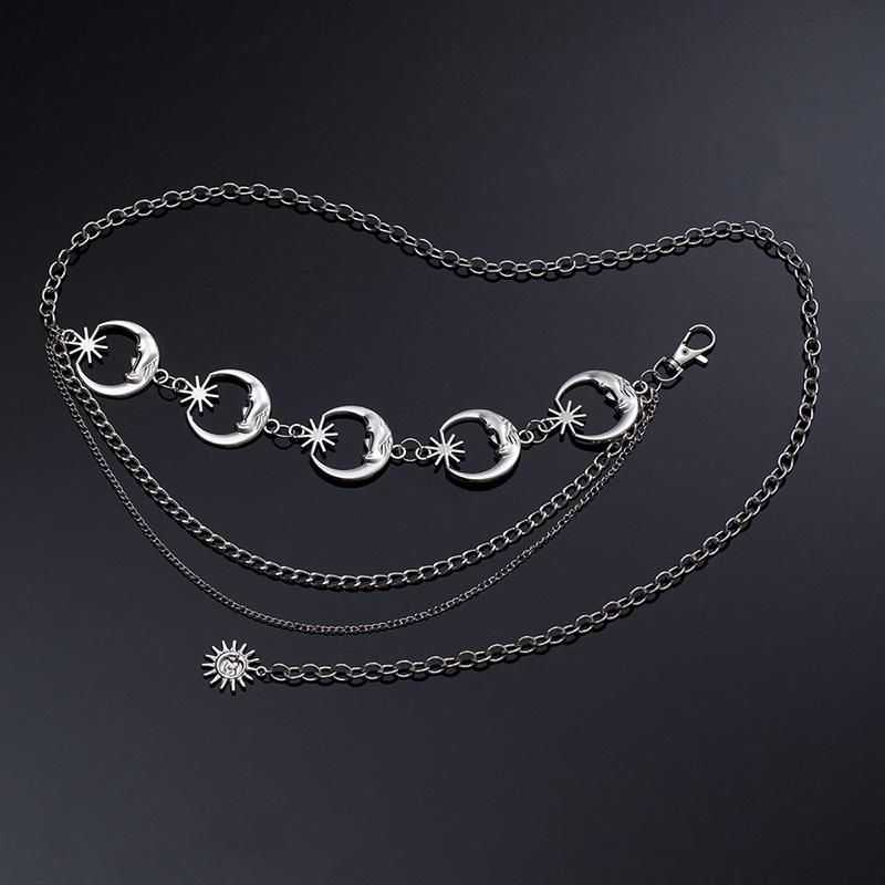 Atmospheric metal waist chain, women's adjustable dress waist, multi-layer premium chain belt.
