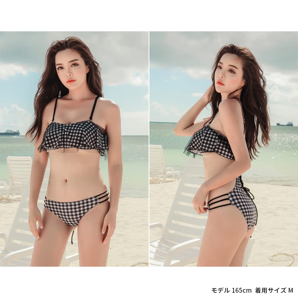 cute popular mom online small for large ethnic 1911 [Aunii] Women's swimsuit, figure-covering, back-tie flare, frill, one-piece, swimsuit, swimsuit,