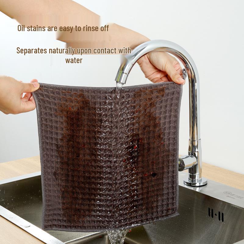 Thick, Absorbent Waffle Pattern Cleaning Cloth - Durable Kitchen Scouring Pad & Glass Wipe Towel