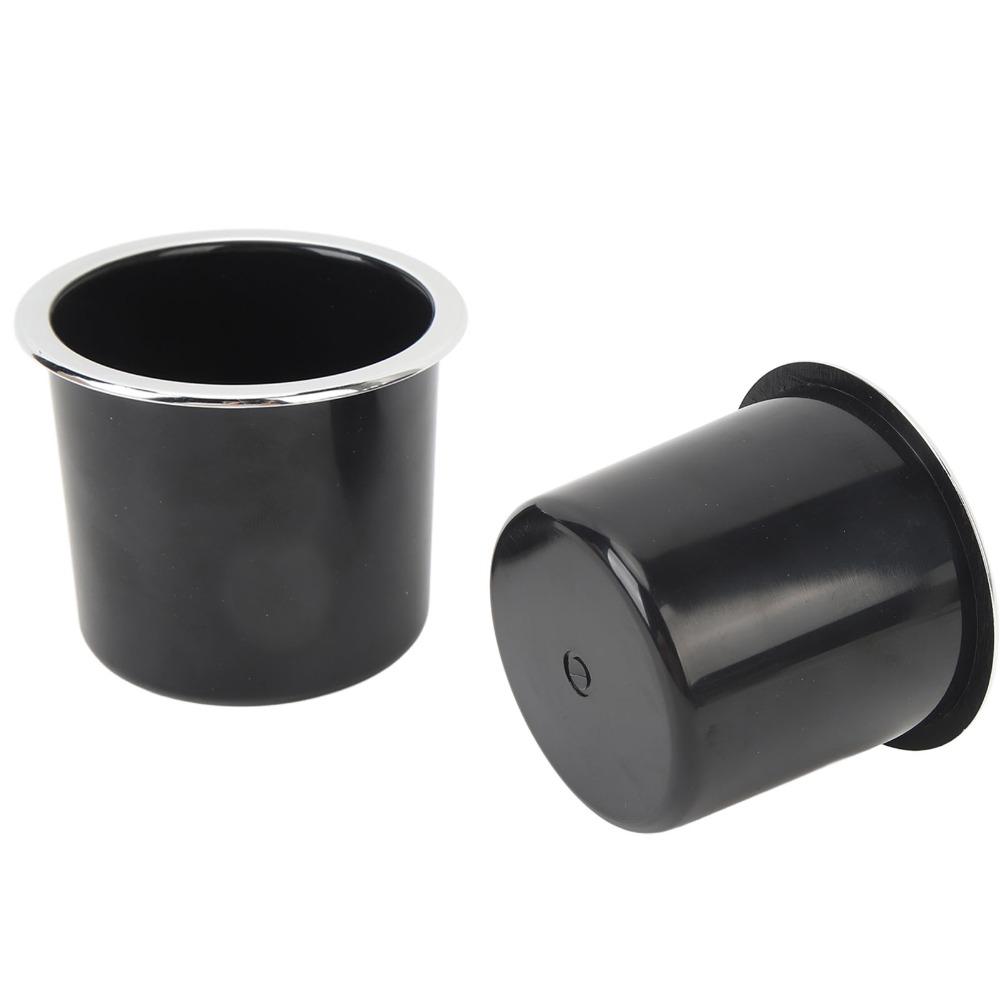 2 Pcs Black Cup Holder with Silver-plated Edges Can Holder Easy Installation RV Cup Holder Yacht