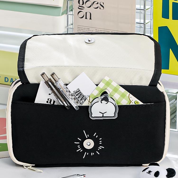 Large Capacity Nine-layer Flip Panda Pen Bag, Student Pencil Case Stationery Case