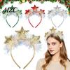 Christmas Headpiece for Holiday Star Headband with Sparkly Sequins, 3D Glitter Crown Hair Hoop Birthday Party Props Kids New Year Birthday,