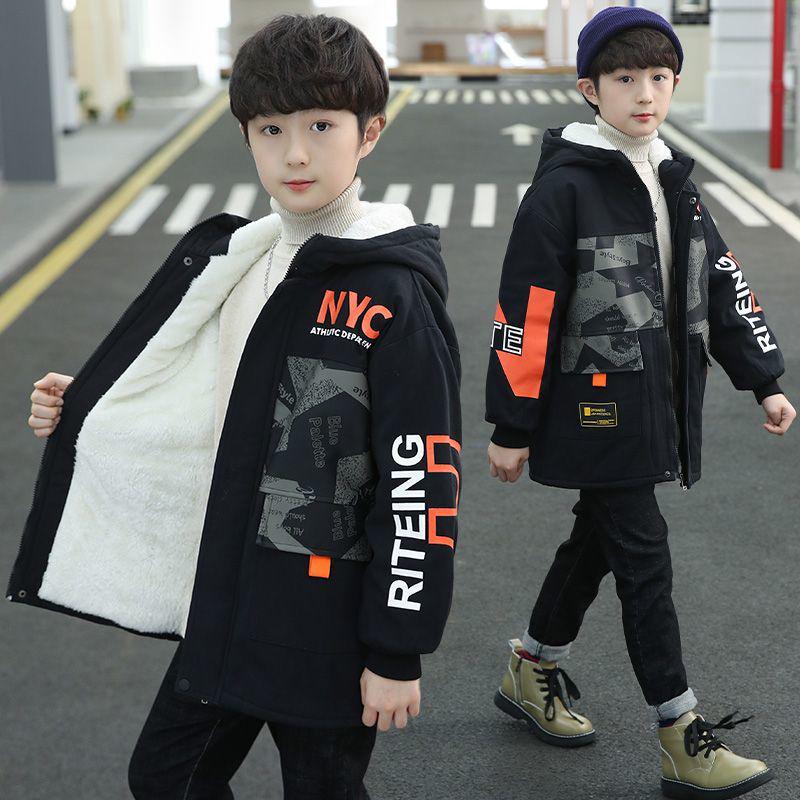 Boys' Thick Fleece-Lined Winter Coat - Cotton-Padded, Warm Fashion Jacket for Big Kids