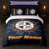 Luton Town Individueller Name Text Bettwäsche-Set 1 Bettbezug+2 Kissenbezüge Fußball-Logo Personalisierte Geschenk für Besonderen Anlass Schlafzimmer Dekoration
