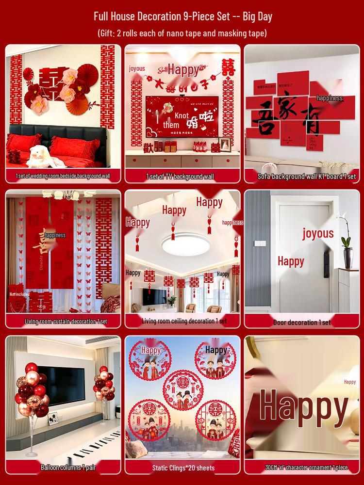 Complete Wedding Room Decoration Set: Bride & Groom's Bedroom Decor Essentials