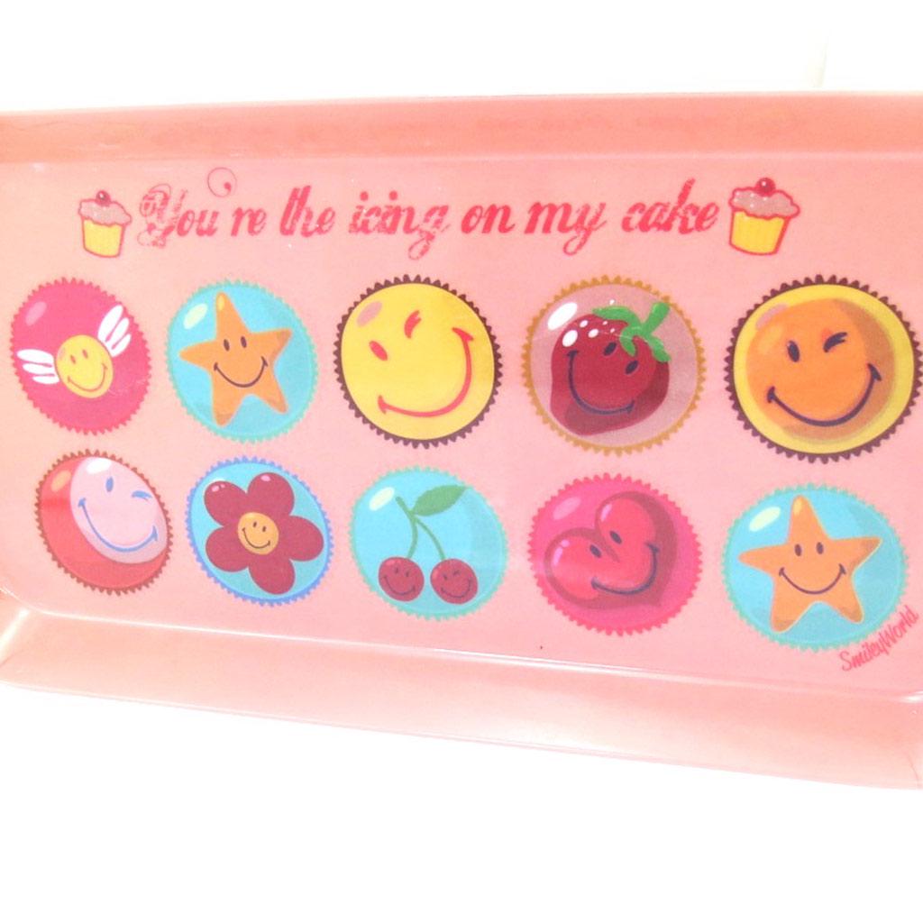 Smiley [L9082] - Peach 'Smiley' Cake Tray - 31x15 Cm