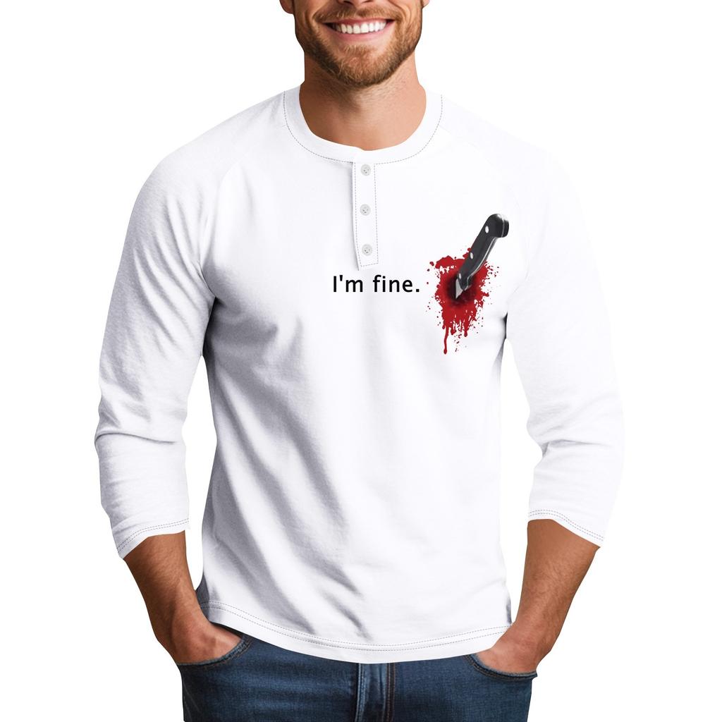 Men's Halloween Print Raglan Dralan Three-quarter Sleeve Casual Top