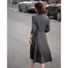 Demana Women's Shawl Collar Double-Breasted A-Line Dress