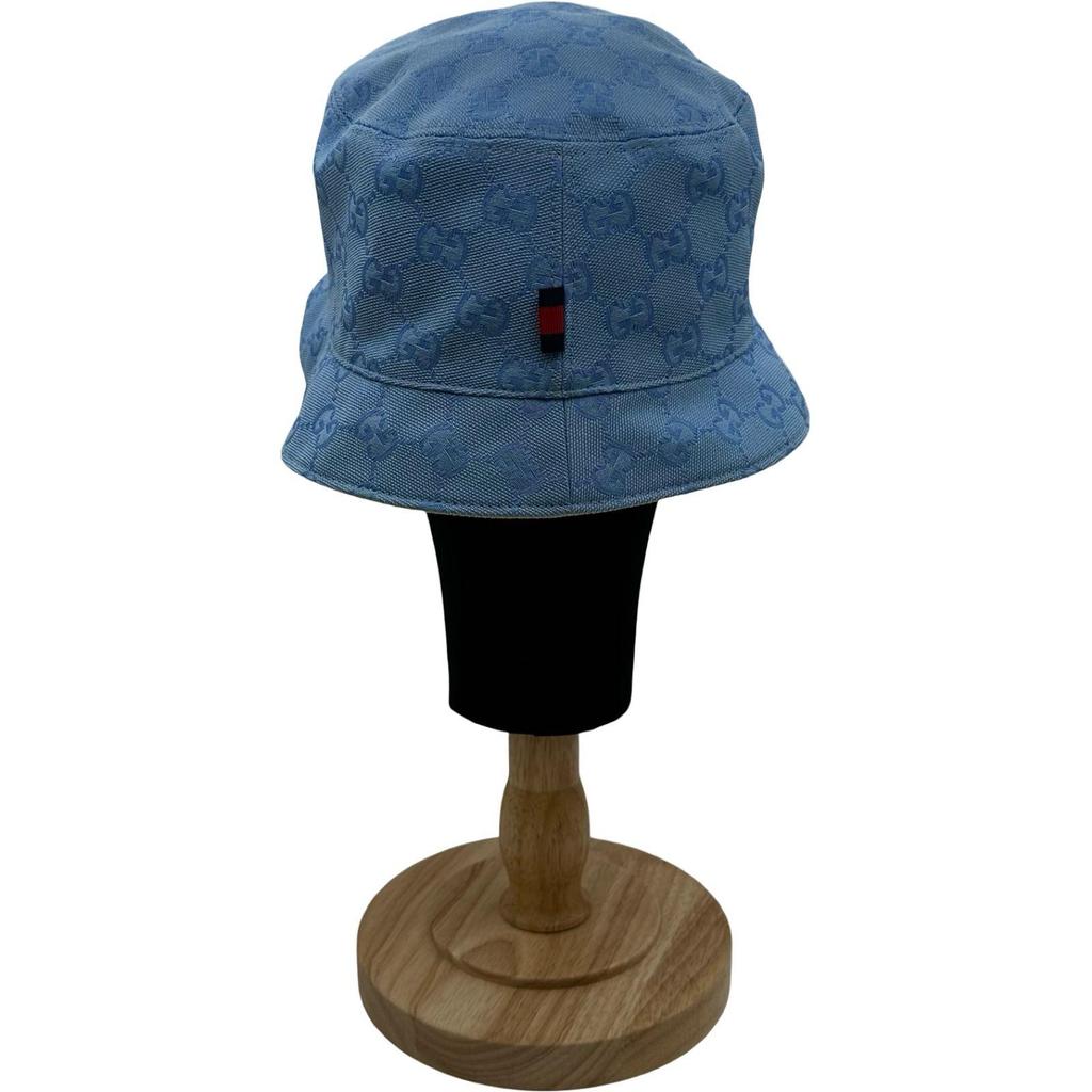 Used GUCCI GG Canvas Reversible Bucket Hat 790152 Blue Cotton Women's Other Fashion Accessories