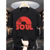 Men'S Plus Size "SOUL" Graphic T-Shirt - Casual, Breathable & Comfortable Fabric, Round Neck, Short Sleeve, Minimalist Fashion, Summer Wear