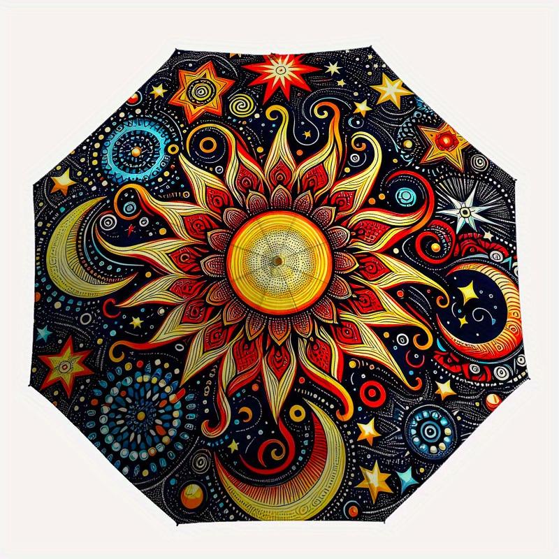 1pc Celestial Mandala Artwork Umbrella with Plastic Handle,Suitable for All Seasons Home Travel Outdoor UmbrellaM1229