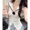 Summer New Women's Sweet Navy Collar Sleeveless Knitted Vest Slim Fit Top