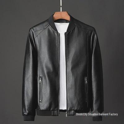 Chaqueta de motociclista de cuero estilo coreano entallada para hombre 2023: moderna, elegante e informal para primavera y otoño.