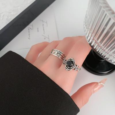 Vintage Graffiti Flower Design Hip-Hop Open Ring