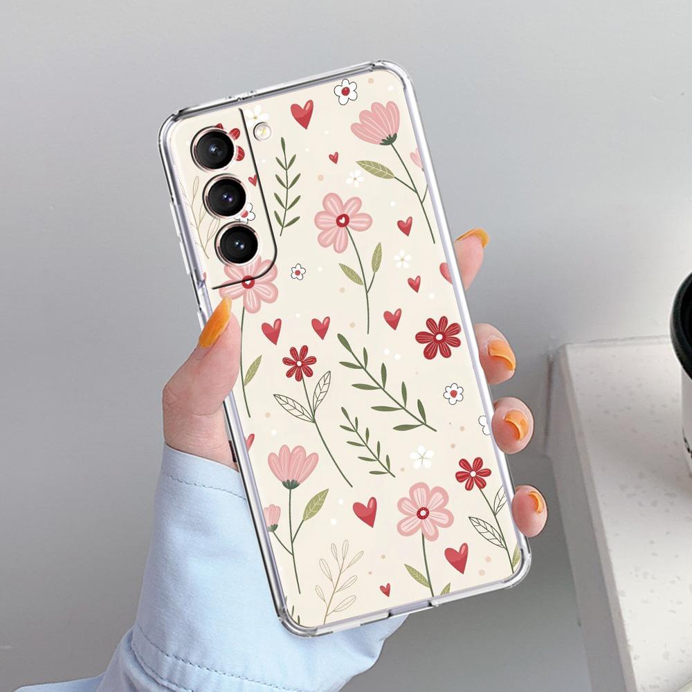 Phone Case For Samsung Galaxy S26 S25 S24 S23 S22 Ultra S20 S21 FE 5G Plus Soft Clear Cover Soft Pale Little Flower