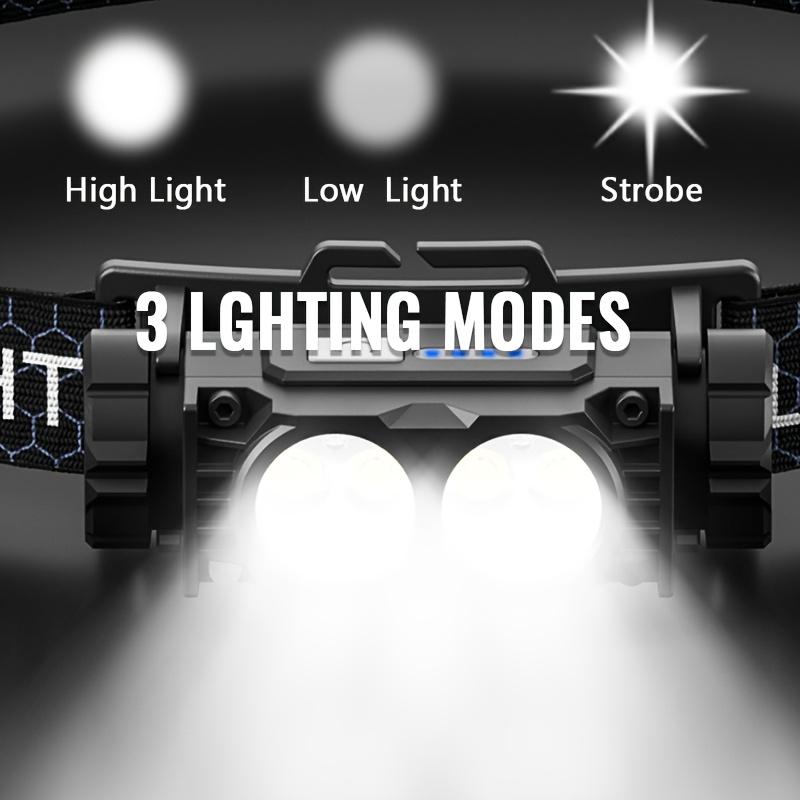 Multifunksjonell magnetisk bærbar arbeidslykt oppladbar hodelykt med 3-trinns justering for utendørs camping, løping og fiske