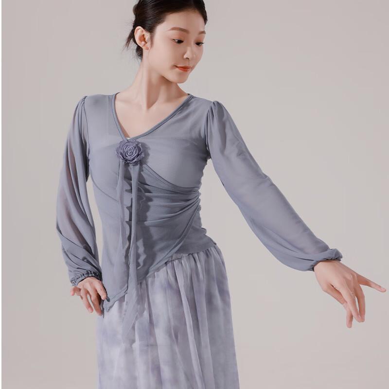 OEING Women s 3D Floral Long Sleeve Dance Practice Top M-XXL