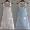 Delantal con Peto Ajustable con Bolsillo Grande de Parche Rayas de Algodón y Lino Delantal de Cocina Transpirable Resistente al Aceite Delantal de Cocina para Hombres Mujeres