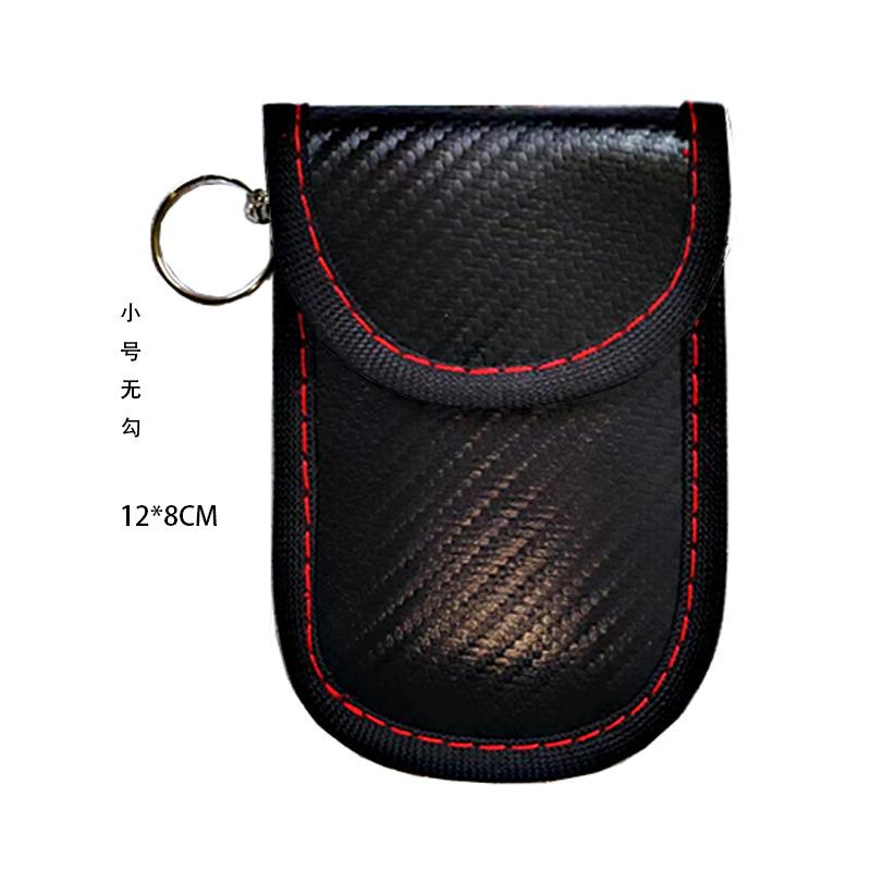Carbon Fiber Leather RFID Car Key Signals Blocker Case With Key Hook Keyless Car Theft Pouch Faraday Car Key Bag Small without hook