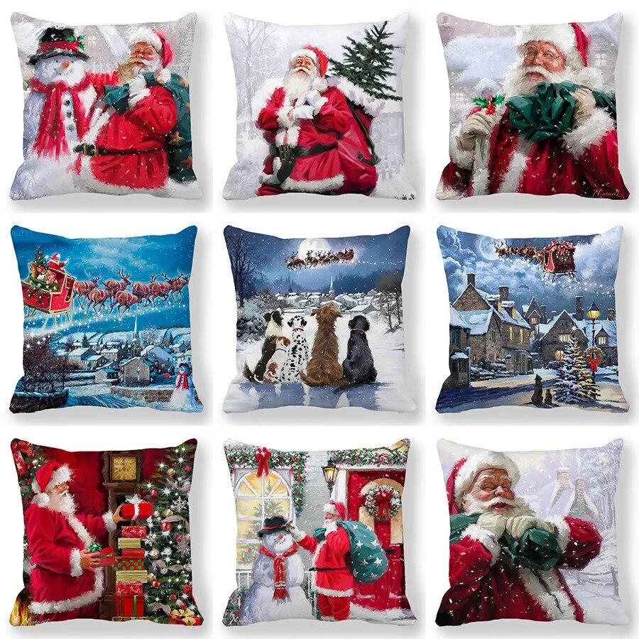 

Santa Print Pillowcase New Year 2022 Christmas Decorations Home Decorations Cushion Covers
