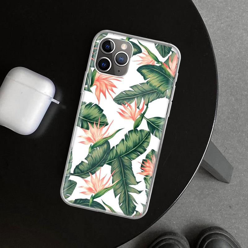 Summer Tropical Plants Green Leaf Phone Case Cover for iPhone 11 12 13 Mini 14 15 Plus 16 Pro Max 17 Air 7 8 + SE Art Customized