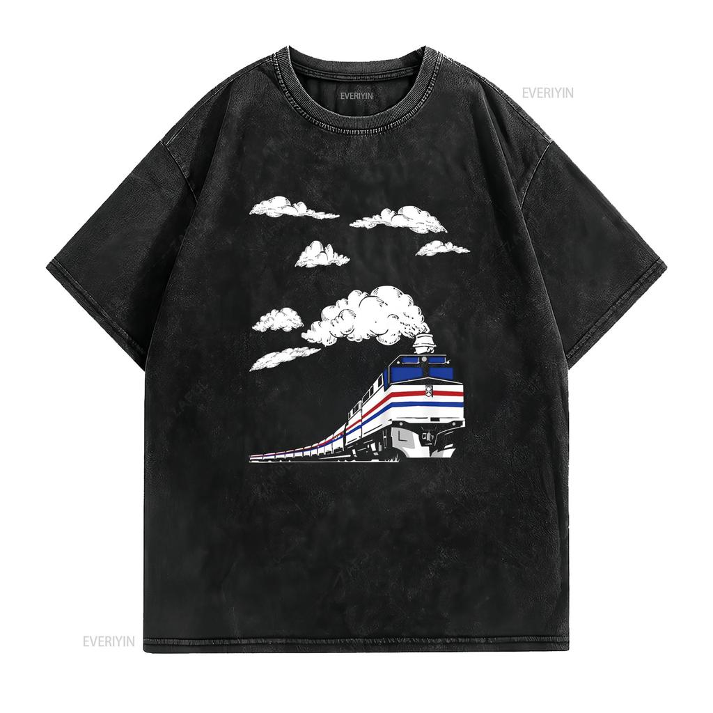 Super Fun Youth Train T shirt For Kids Children Boys Girls vintage Washed Soft fashion Top For Everyday Wear Stylish Slightly