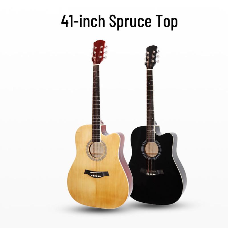 41-Inch Solid Spruce Top Folk Guitar with Cutaway and Matte Finish